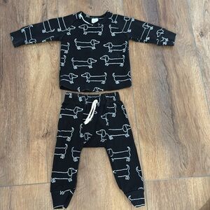 Little One Shop Black dachshund lounge set 6-12 months